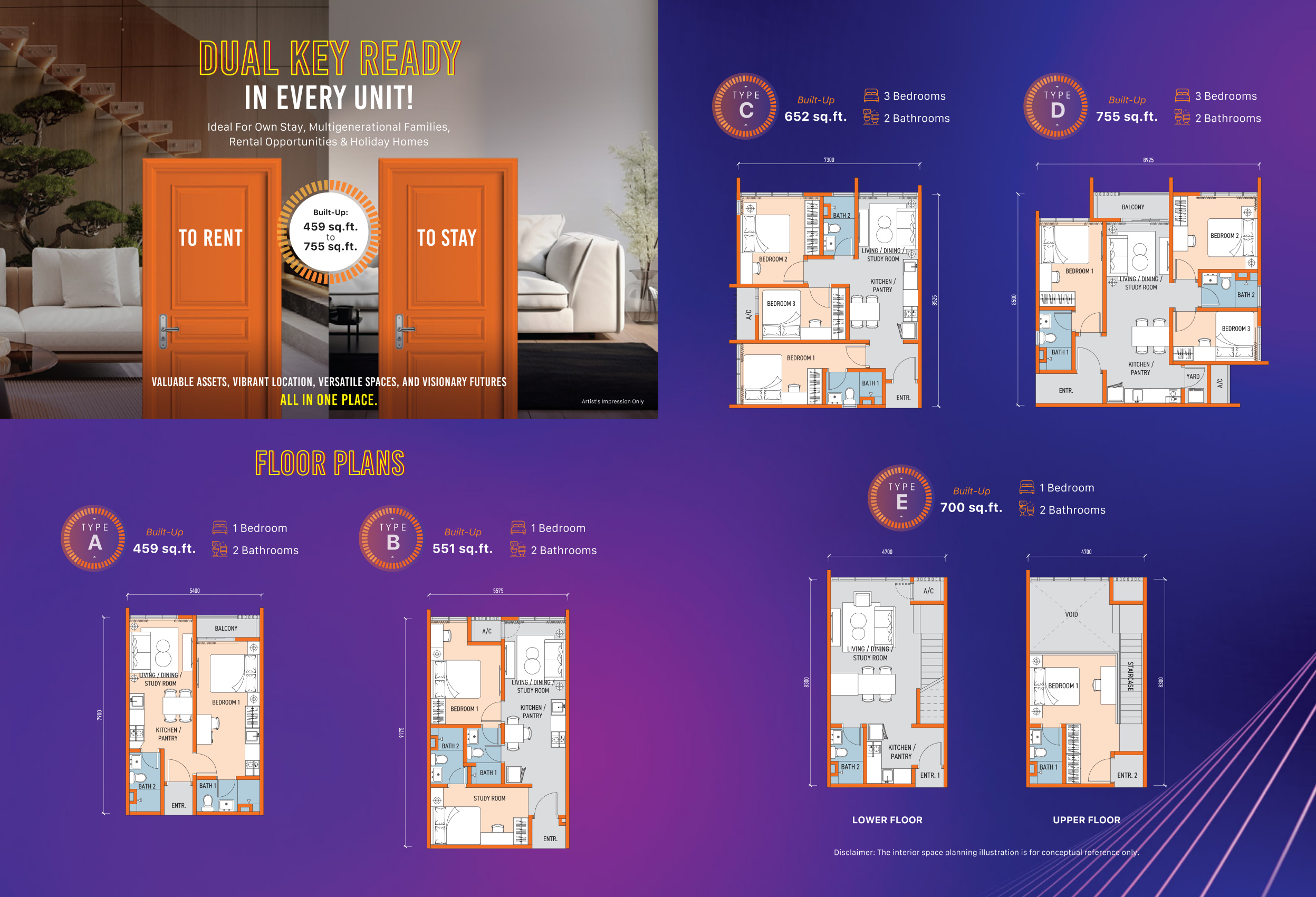 GEN SPHERE JBCC floor plan types A B C D E